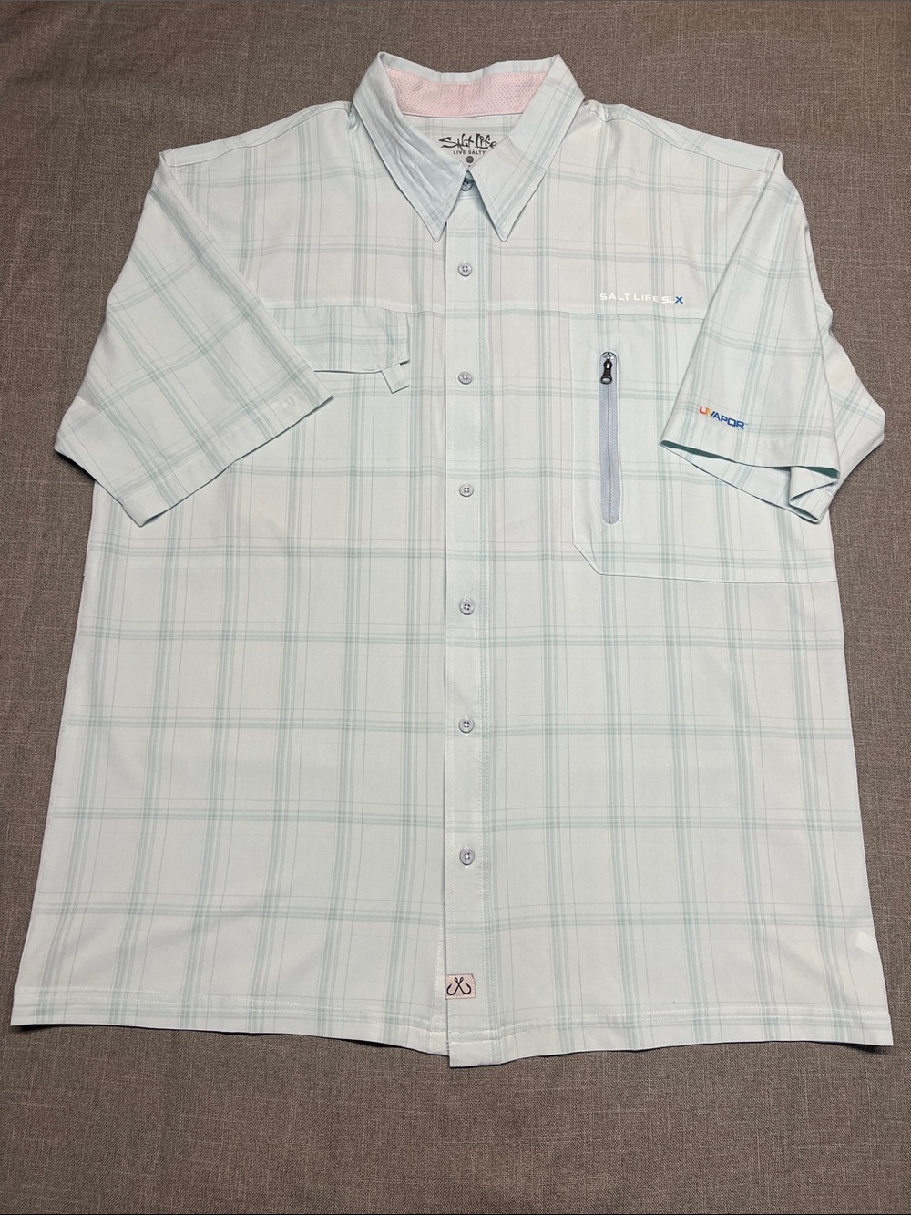 Salt Life Light GreenPlaid Short-Sleeve Button-Down Shirt